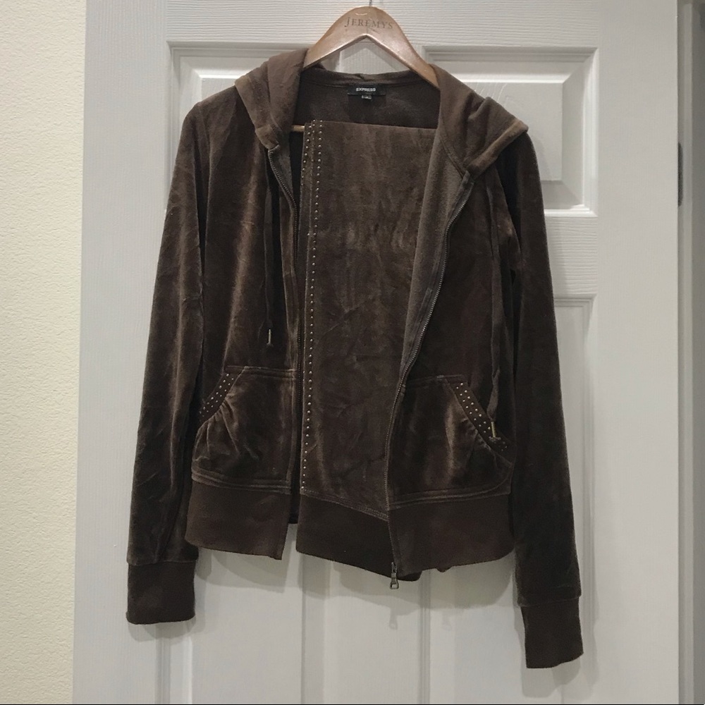 Chocolate brown velour tracksuit set